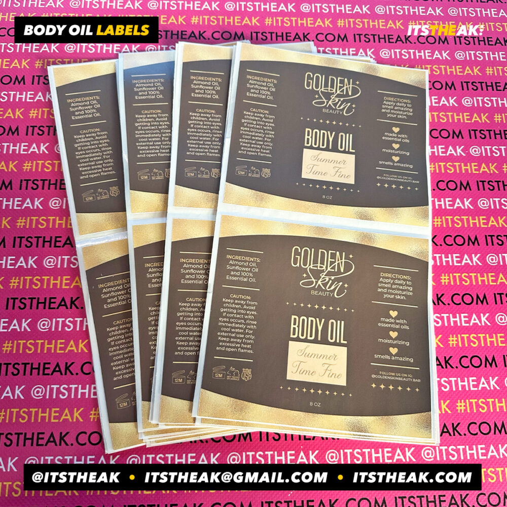 Custom Body Oil Labels | Professional Body Care Label Printing