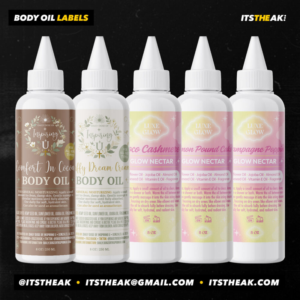 Custom Body Oil Labels | Professional Body Care Label Printing