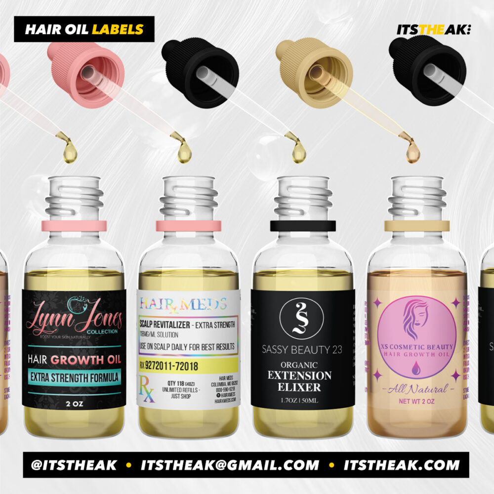Hair Growth Oil Labels | Custom Hair Oil Label Printing