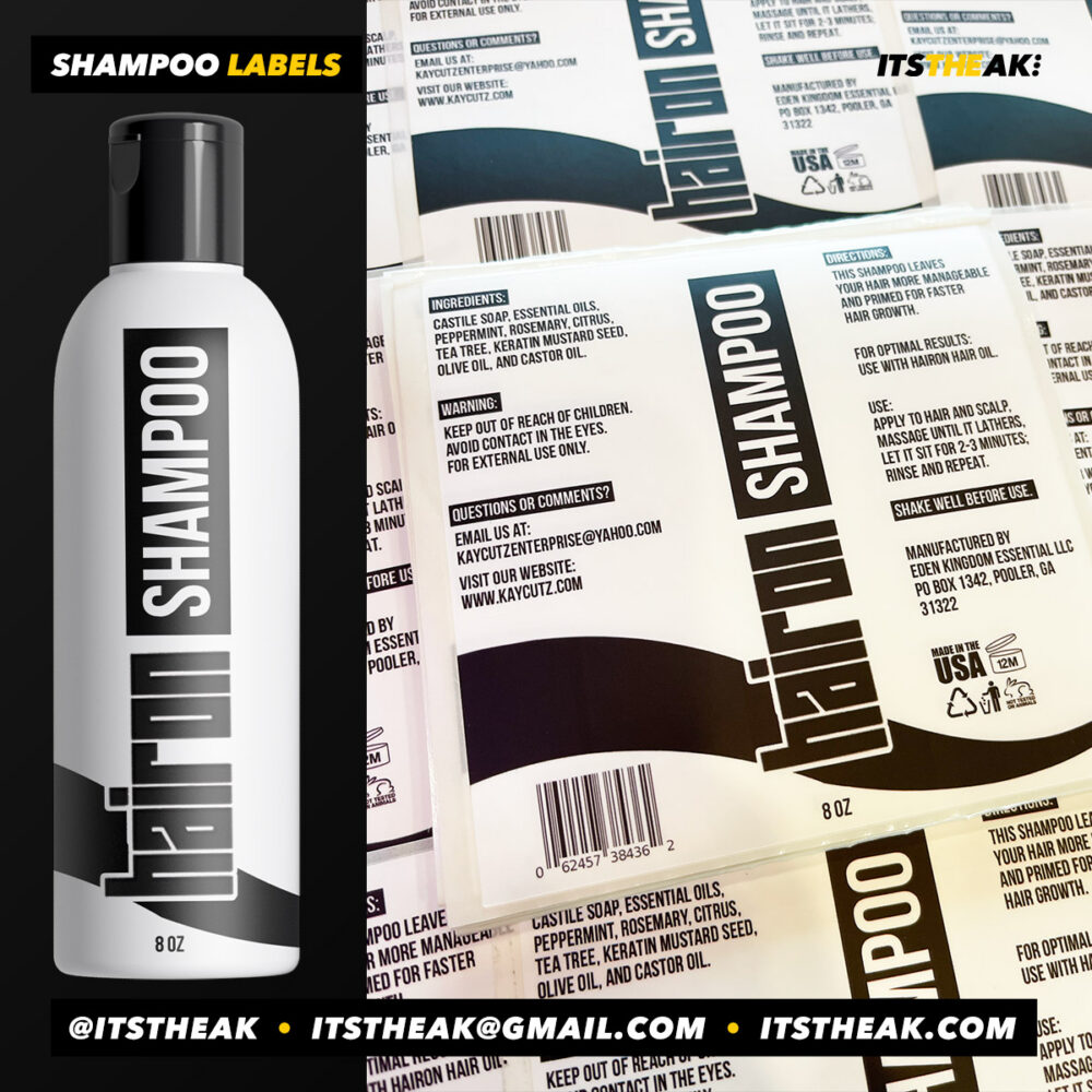 Shampoo Contents Label Custom Shampoo Labels | Professional Hair Care Label Printing